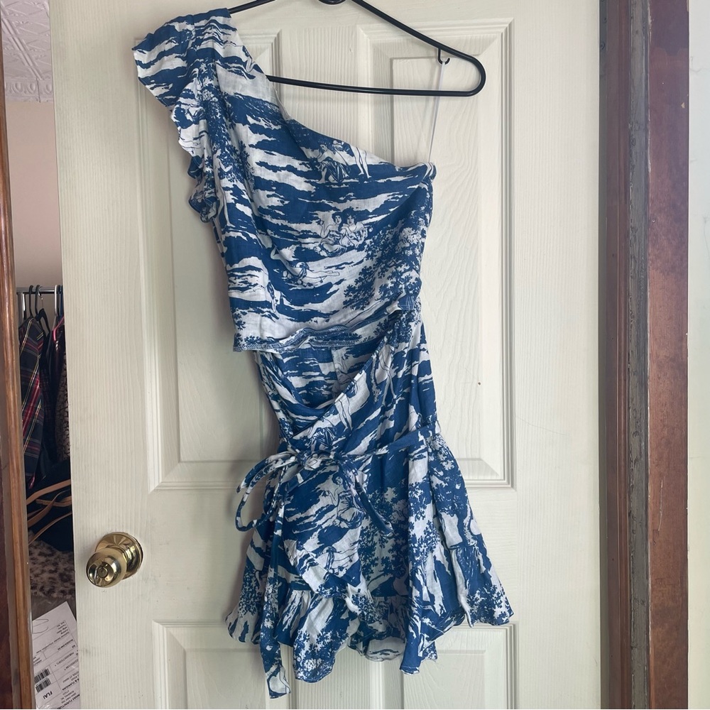 REFORMATION SUMMER ONE SHOULDER WRAP DRESS